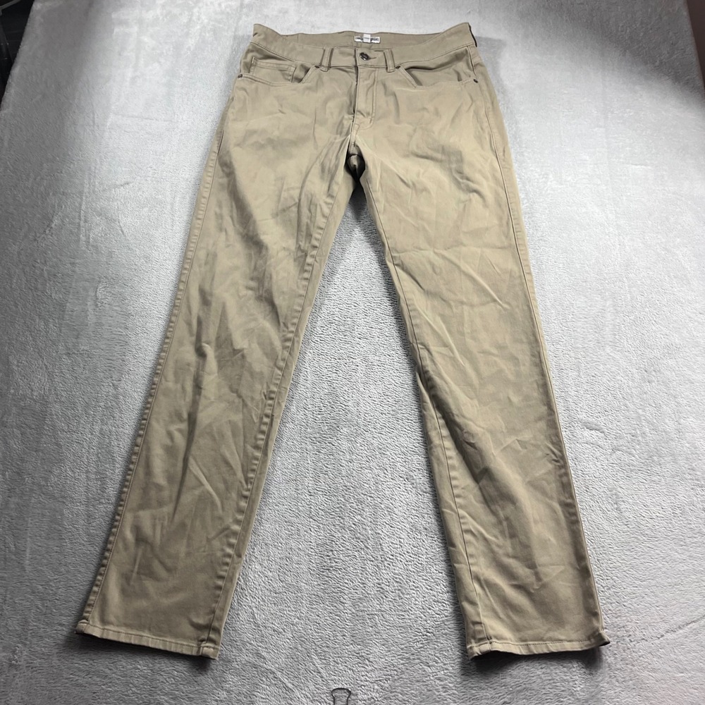 Peter Millar Signature Sateen Khaki Pants Mens 32x32 Classic Fit Tan 5-Pocket